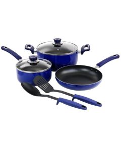Oster 7 Piece Non Stick Aluminum Cookware Set in Blue