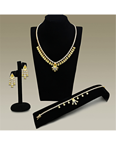 JCE2429 Gold Brass Jewelry Sets with AAA Grade CZ in Topaz